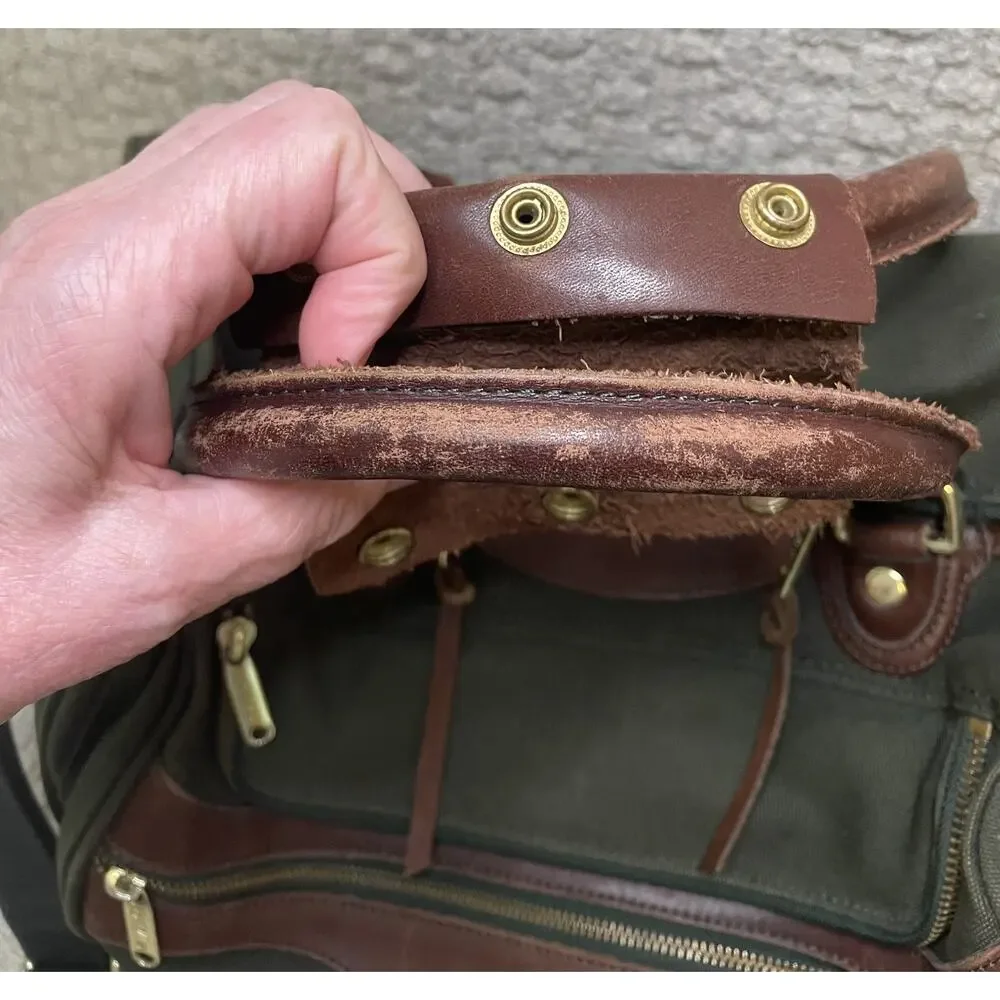 Orvis Bag Fly Fishing Water Resistant Lining Battenkill Olive Canvas Leather